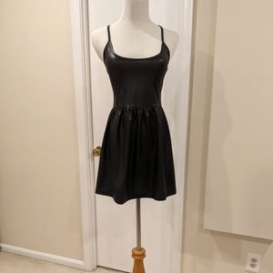 Black vegan leather mini dress
